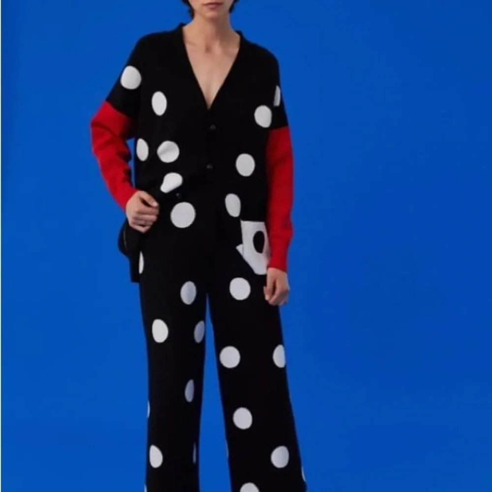 Exquise Polka Dot Patterned Knitwear Cardigan